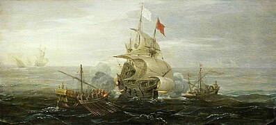 A French Ship and Barbary Pirates (c 1615) by Aert Anthoniszoon.jpg