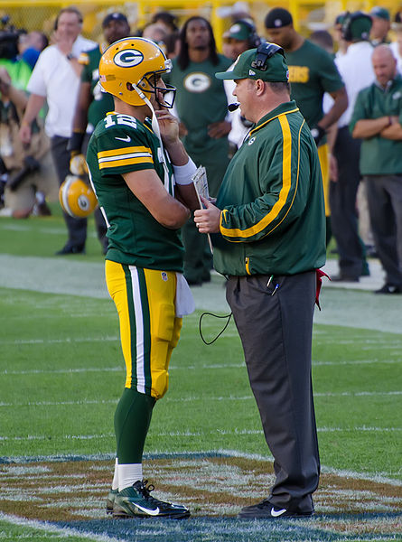 McCarthy and quarterback Aaron Rodgers in 2012