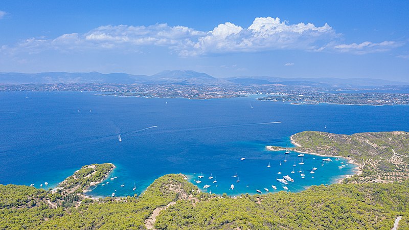 File:Aerial view of Zogeria Beach on Spetses with Peloponnese in the background, Greece (48759798998).jpg