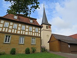 Aidhausen, HAS Kerbfeld Pfarrhaus u Kirche v O