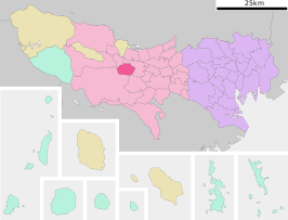 Situering van Akishima in de prefectuur Tokio