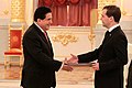 Ambassador Amador presents credentials to President Medvedev.jpg