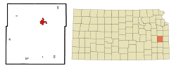 Location of Garnett, Kansas