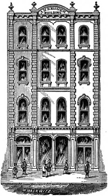 The building of the St. Louis Anzeiger des Westens in 1887 Anzeiger des Westens building.jpg