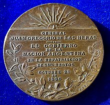 The reverse of this medal. Argentine Art Nouveau Medal 1906 by Victor de Pol, Repatriation of the National Hero Las Heras, reverse.jpg