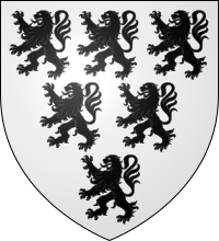 Arms of Savage: Argent, six lions rampant, sable Arms of Arnold Savage (d.1375).svg