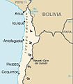 Bản đồ Hoang mạc Atacama (lãnh thổ Chi Lê) theo Dữ kiện thế giới của CIA.