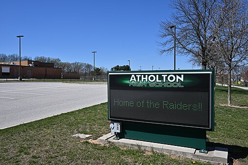 Sign for Atholton High School, Columbia, MD