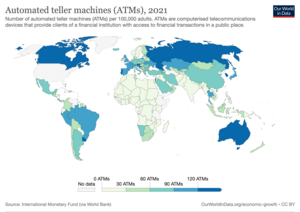 World map for Indicator 8.10.1 in 2017 - ATMs per 100,000 adults Atms per 100000 adults.png