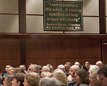 Bernard Baruch's quote in the auditorium of the school Attendees listen to remarks by Chairman of the Joint Chiefs of Staff Army Gen. Martin E. Dempsey during the Industrial College of the Armed Forces (ICAF) renaming ceremony Sept 120906-D-TT930-002.jpg