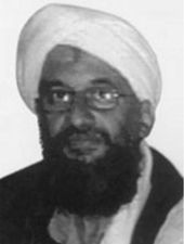 This 2001 image used by the FBI shows Ayman al-Zawahiri in Khost, Afghanistan. Ayman al-Zawahiri.png