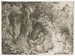 Rembrandt: Franciscus, knielend in gebed onder een boom, 1657