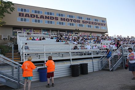 Upper grandstands Badlands Motor Speedway grandstands.jpg