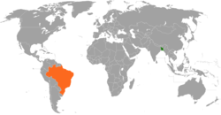 Kaart met locaties van Bangladesh en Brazilië