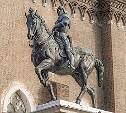 Photographie de la statue équestre de Bartolomeo Colleoni par Verrocchio, moulée par Leopardi.