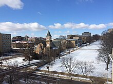 Bascom Hill forms the historic core of the University of Wisconsin-Madison campus. Bascom Hill University of Wisconsin.jpg