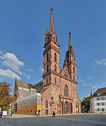 Basel Minster, gothic west façade and towers