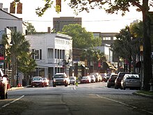 Downtown businesses clustered along Bay Street, adjacent to the Henry Chambers Waterfront Park