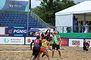 Deutsch: Beachhandball Europameisterschaften 2019 (Beach handball Euro); Tag 5: 6. Juli 2019 – Frauen, Platzierungsspiel für die Ränge 9–12, Deutschland-Polen 2:1 (22:23, 19:16, 7:6) English: Beach handball Euro; Day 5: 6 July 2019 – Placement Match/Cross Match for rank 9–12 Women – Germany-Poland 2:1 (22:23, 19:16, 7:6)