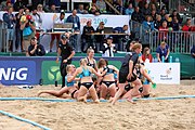 Deutsch: Beachhandball Europameisterschaften 2019 (Beach handball Euro); Tag 6: 7. Juli 2019 – Frauenfinale, Dänemark-Ungarn 2:0 (18:12, 23:22) English: Beach handball Euro; Day 6: 7 July 2019 – Women's Final – Denmark-Hungary 2:0 (18:12, 23:22)