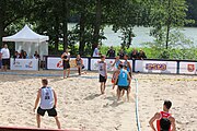 Deutsch: Beachhandball Europameisterschaften 2019 (Beach handball Euro); Tag 2: 3. Juli 2019 – Männer, Vorrunde Gruppe A, Türkei-Deutschland 0:2 (14:22, 16:20) English: Beach handball Euro; Day 2: 3 July 2019 – Men Preliminary Round Group A – Turkey-Germany 0:2 (14:22, 16:20)