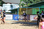 Deutsch: Beachhandball Europameisterschaften 2019 (Beach handball Euro); Tag 1: 2. Juli 2019 – Frauen, Vorrunde Gruppe C, Italien-Griechenland 0:2 (16:28, 10:13) English: Beach handball Euro; Day 1: 2 July 2019 – Women Preliminary Round Group C – Italy-Greece 0:2 (16:28, 10:13)