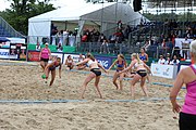 Deutsch: Beachhandball Europameisterschaften 2019 (Beach handball Euro); Tag 5: 6. Juli 2019 – Frauen, Halbfinale, Ungarn-Niederlande 2:0 (19:16, 15:12) English: Beach handball Euro; Day 5: 6 July 2019 – Semifinal Women – Hungary-Netherlands 2:0 (19:16, 15:12)