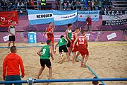 Deutsch: Beachhandball bei den Olympischen Jugendspielen 2018; Tag 5, 10. November 2018; Jungen, Hauptrunde - Ungarn-Portugal 0:2 English: Beach handball at the 2018 Summer Youth Olympics at 11 October 2018 – Boys Main Round – Hungary-Portugal 0:2