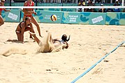 Deutsch: Beachvolleyball bei den Olympischen Jugendspielen 2018; Tag 11, 17. Oktober 2018; Mädchen, Finale – Italien (Claudia Scampoli & Nicol Bertozzi)- Russland (Maria Woronina & Maria Botscharow) 0:2 (19–21/19–21) English: Beach volleyball at the 2018 Summer Youth Olympics at 17 October 2018 – Girls Final – Italy (Claudia Scampoli & Nicol Bertozzi) - Russia (Maria Voronina & Maria Bocharova) 0:2 (19–21/19–21)