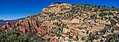 View of Bear Mountain on the approach to the final ascent. Cream-colored Coconino Sandstone overlaying reddish Schnebly Hill Formation.