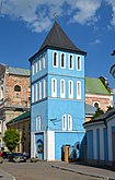 Bell tower of Nativity of the Theotokos church, Sambir (01).jpg
