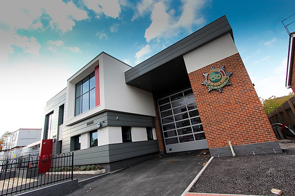 Bilbrook and Codsall Community Fire Station, on Duck Lane, Codsall, in October 2015