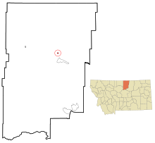 Blaine County Montana Incorporated und Unincorporated Gebiete Harlem Highlighted.svg