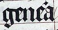 Calligraphy.malmesbury.bible.arp (cropped) - Scribal abbreviation "gene'a" for "genera".jpg