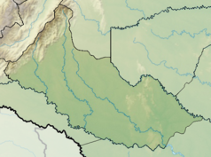 Mapa konturowa Caquetá, po lewej nieco u góry znajduje się punkt z opisem „Florencia”