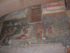 Fresque de la maison romaine : Proserpine et divinités marines.