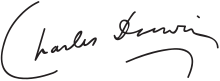 Handtekening van Charles Darwin