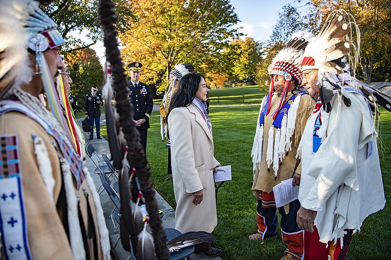 File:Crow Nation members at the Opening Ceremony for the Tomb of the Unknown Soldier Centennial Commemoration at Arlington National Cemetery on November 9, 2021 - 2.jpg