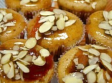 Cupcakes topped with nappage and almonds. Cupcakes-01.jpg