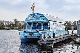 Solar-powered whisper boat the Blaustirns. ENI 02208736 Portside and rear.