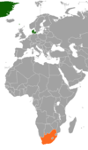 Location map for Denmark and South Africa.