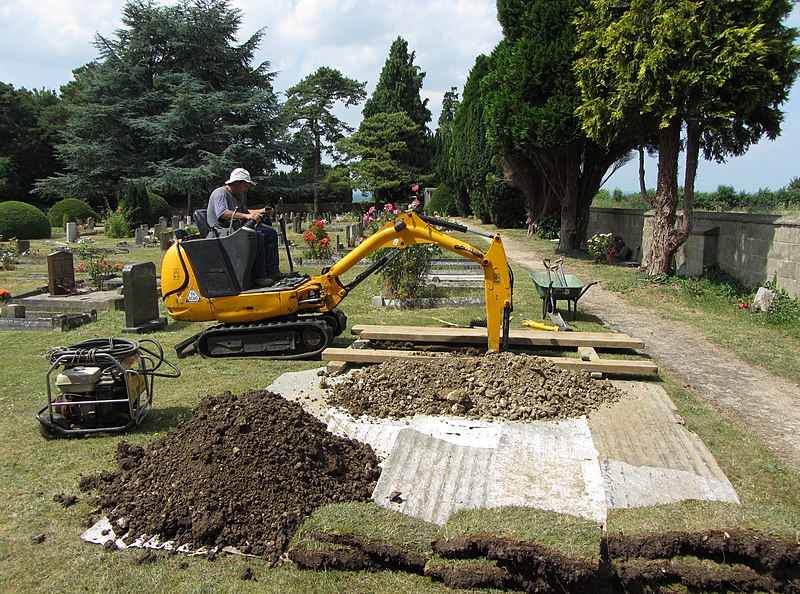 File:Digging a new grave at Blunsdon Cemetery - geograph.org.uk - 3565905.jpg