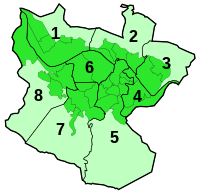 Bilbao kerületei és a szomszédos területek