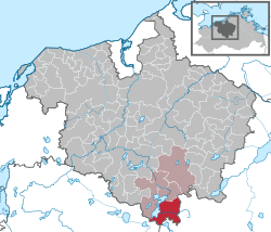 Elhelyezkedése Mecklenburg-Elő-Pomeránia térképén