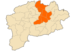 Mappa della provincia di Guelma che evidenzia il distretto