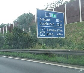 La route E31 en Allemagne