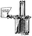 Historický nákres elektrostatického voltmetru lorda Kelvina, 1911