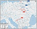 Kort over østfronten i begyndelsen af krigen i 1914