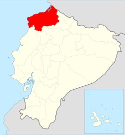 Location o Esmeraldas Province in Ecuador.