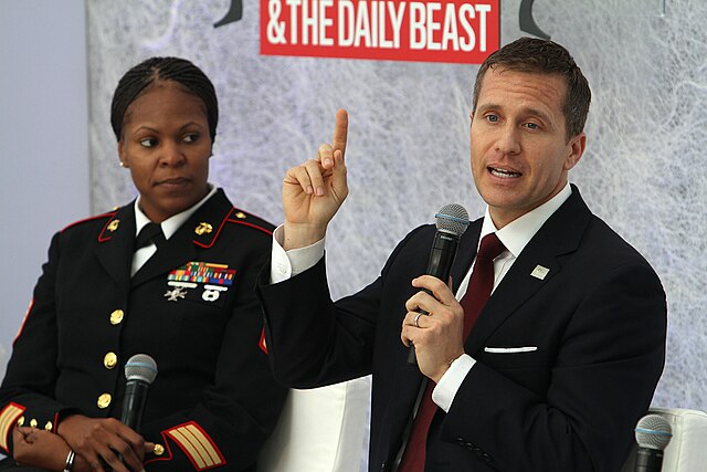 Greitens and a U.S. Marine with The Mission Continues in 2012